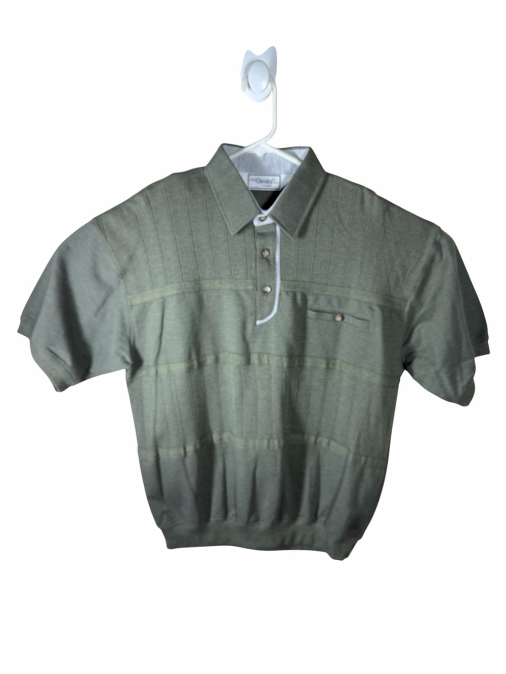 Classics by Palmland Men Size Large Polo Shirt Green & Gray VTG Short Sleeve